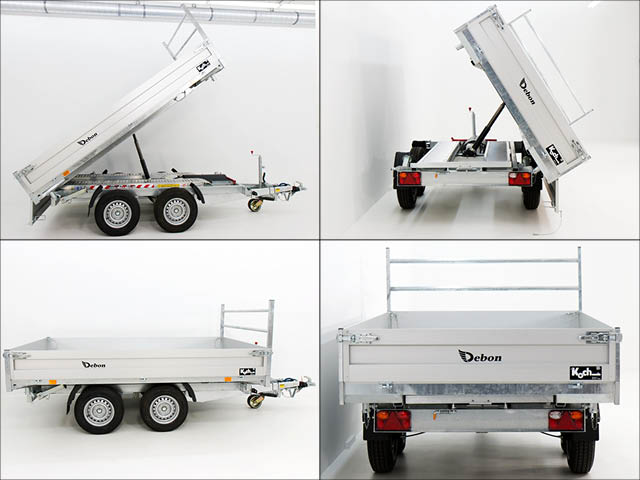 Debon Dreiseitenkipper DDK 180×306 2,6t|E-Pumpe|Rampen|Stützen