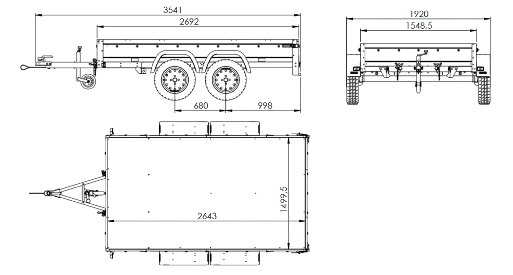 Zweiachsanhänger 264×150 Unitrailer Garden Trailer 265/2 KIPP-Neu