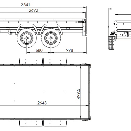 Zweiachsanhänger 264×150 Unitrailer Garden Trailer 265/2 KIPP-Neu