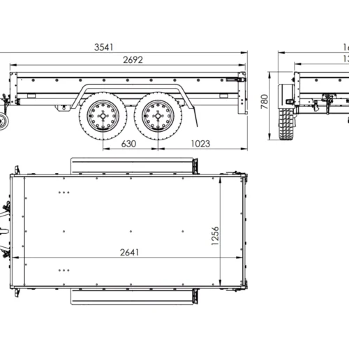 Anhänger mit zwei Achsen Garden Trailer 264/2 KIPP inkl. zusätzliche Bordwände und Flachplane-Neu