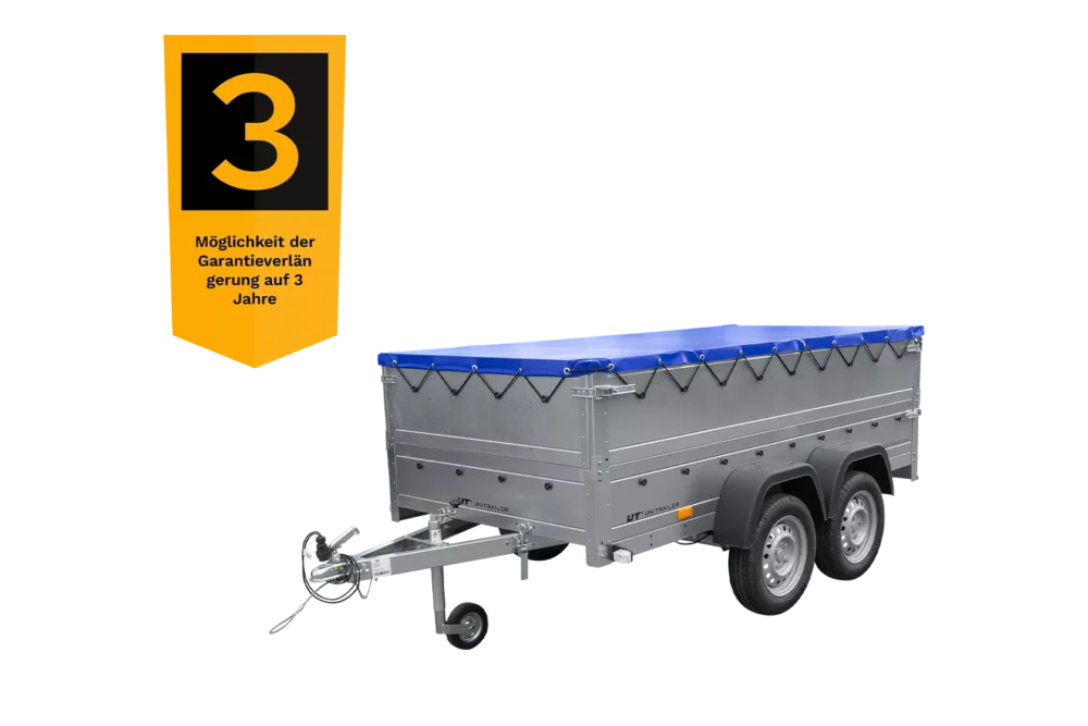 Anhänger mit zwei Achsen Garden Trailer 264/2 KIPP inkl. zusätzliche Bordwände und Flachplane-Neu