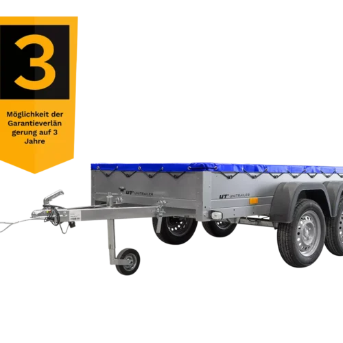 Garden Trailer 264/2 Kipp Mit Stützrad, Planenträger Und Blauer Flachplane-Neu