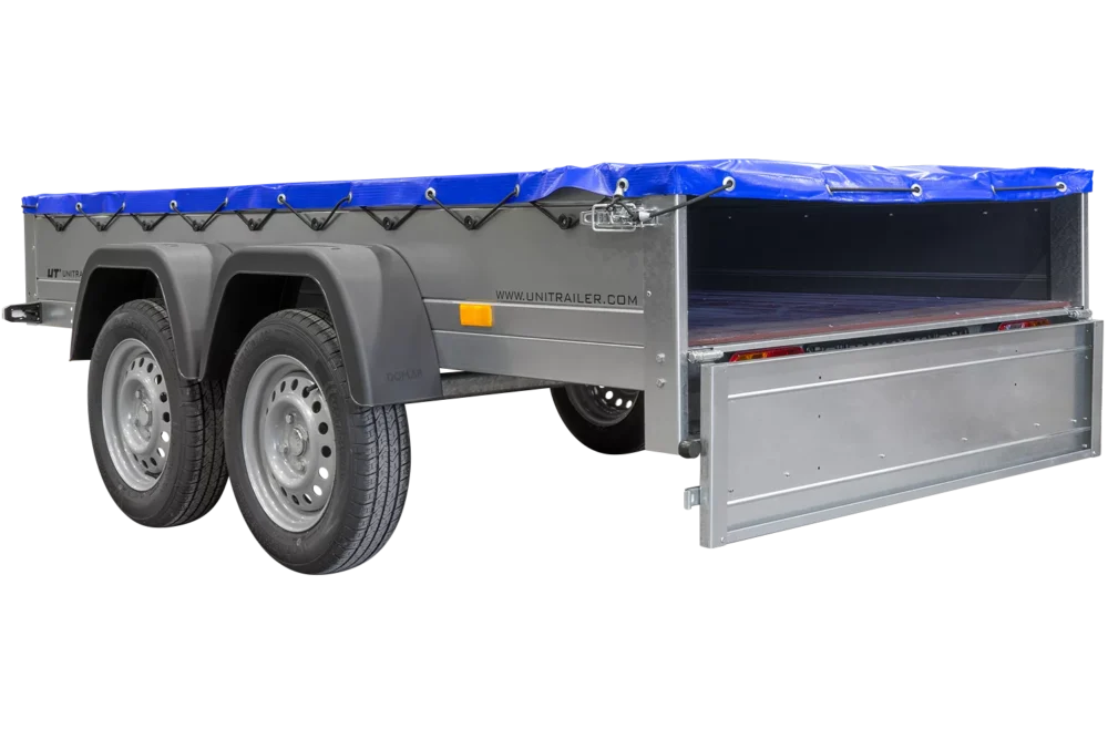 Garden Trailer 264/2 Kipp Mit Stützrad, Planenträger Und Blauer Flachplane-Neu