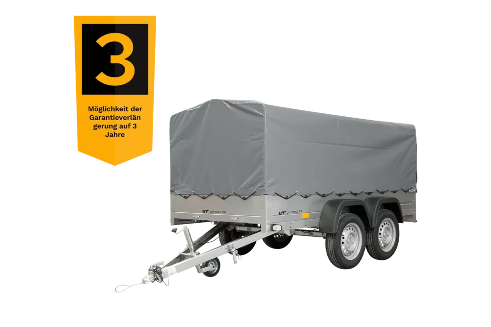 Unitrailer Garden Trailer Anhänger 264/2 Kipp Mit Stützrad, Spriegel Und Grauer Plane-Neu