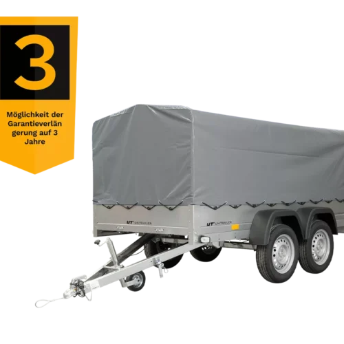 Unitrailer Garden Trailer Anhänger 264/2 Kipp Mit Stützrad, Spriegel Und Grauer Plane-Neu