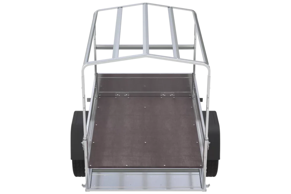 Anhänger 150 KIPP 150×106 cm [mit blauer Hochplane, Hochspriegel und Stützrad]-Neu