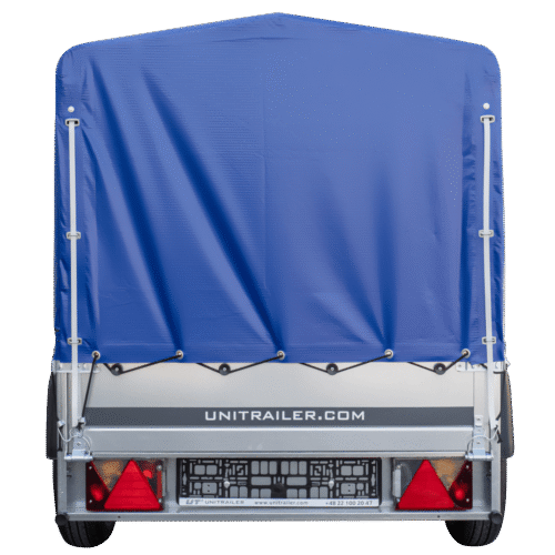 Anhänger Garden Trailer 200 KIPP 200×106 cm 750 kg [mit Hochspriegel, blauer Hochplane und Stützrad]-Neu