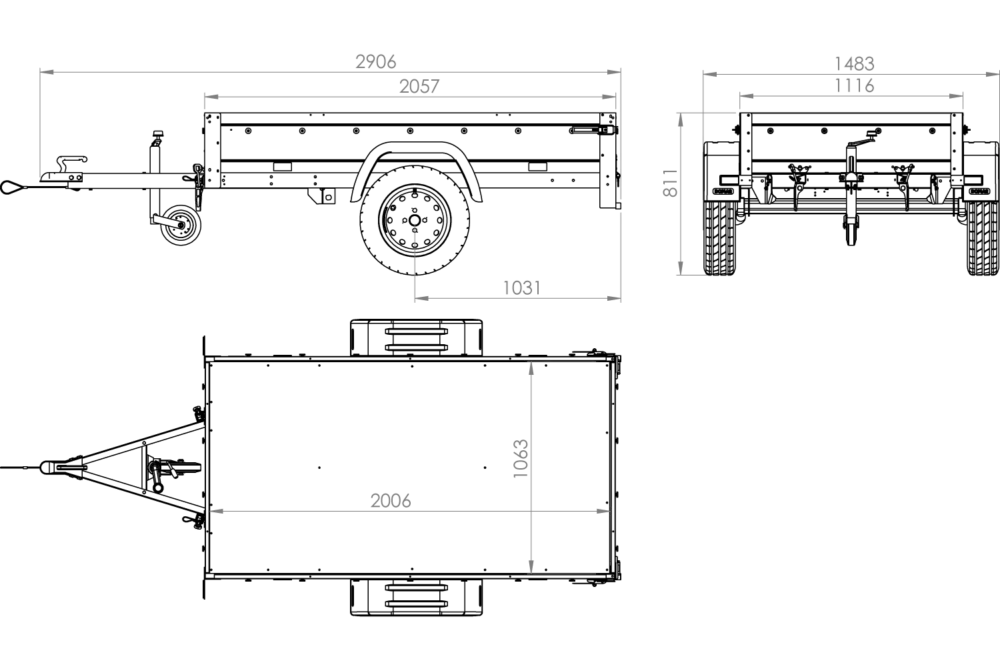 Anhänger mit Deckel Garden Trailer 200 KIPP 200×106 cm 750 kg-Neu