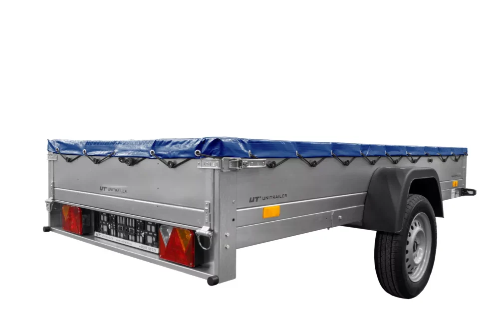 Einachs-tieflader Garden Trailer 264 Kipp Mit Stützrad, Querstreben Und Blauer Flachplane-Neu7 Einachs-tieflader Garden Trailer 264 Kipp Mit Stützrad, Querstreben Und Blauer Flachplane-Neu