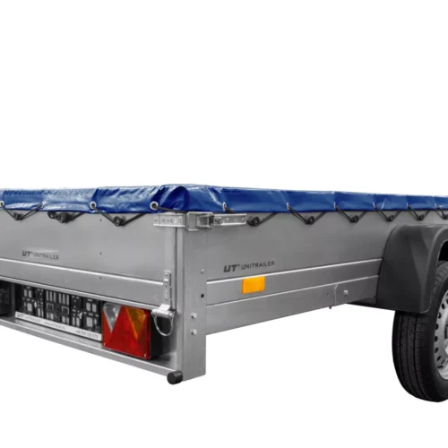 Einachs-tieflader Garden Trailer 264 Kipp Mit Stützrad, Querstreben Und Blauer Flachplane-Neu7 Einachs-tieflader Garden Trailer 264 Kipp Mit Stützrad, Querstreben Und Blauer Flachplane-Neu