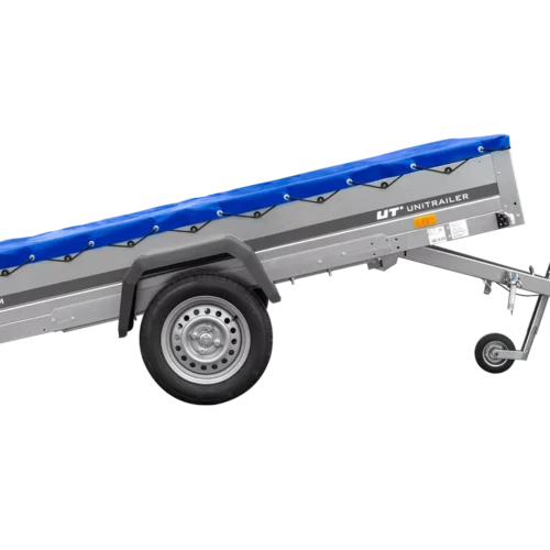 Einachsanhänger 264×150 UNITRAILER GARDEN 265 KIPP mit einem Flachplanenträger und blauer Plane-Neu6 Einachsanhänger 264×150 UNITRAILER GARDEN 265 KIPP mit einem Flachplanenträger und blauer Plane-Neu