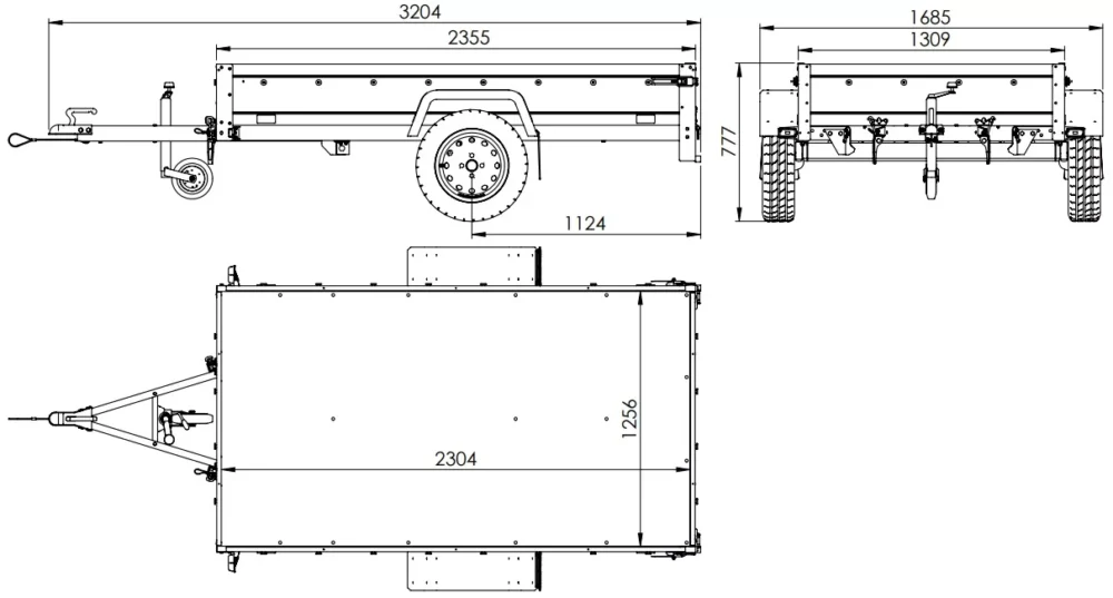 Faltbarer Anhänger Garden Trailer 230 KIPP mit zusätzlichen Bordwänden, Stützrad und Flachplane-Neu