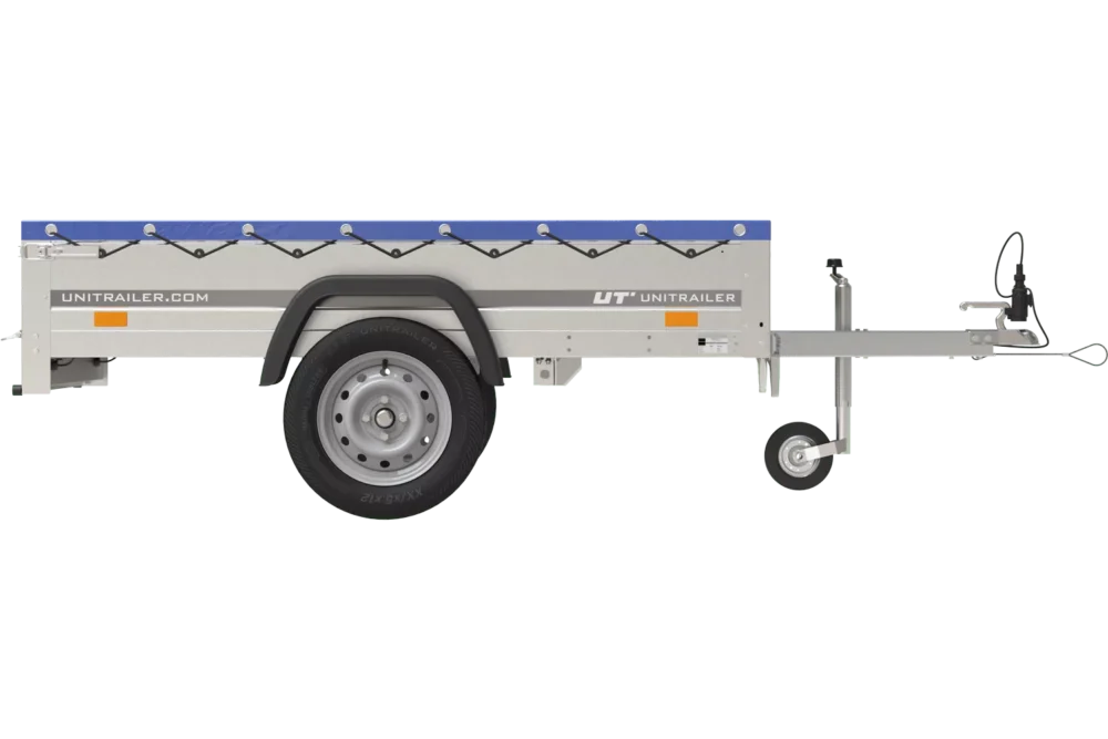 Gartenanhänger 200 Kipp mit Stützrad, H-0-Rahmen und blauer Plane-Neu
