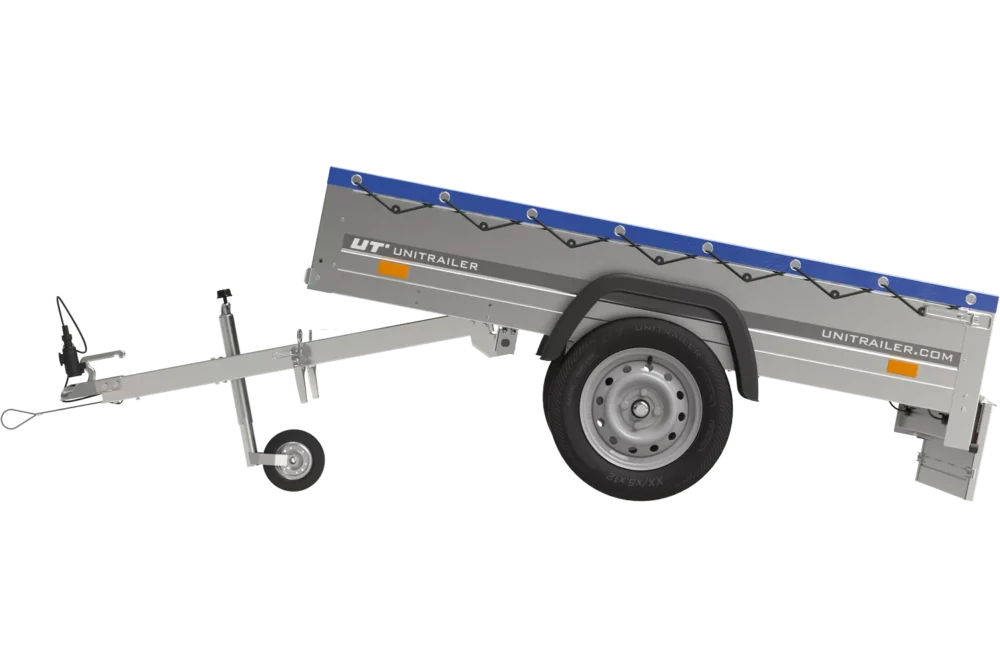 Gartenanhänger 200 Kipp mit Stützrad, H-0-Rahmen und blauer Plane-Neu