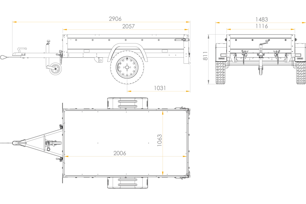 Gartenanhänger 200 Kipp mit Stützrad, H-0-Rahmen und grauer Plane-Neu2 Gartenanhänger 200 Kipp mit Stützrad, H-0-Rahmen und grauer Plane-Neu