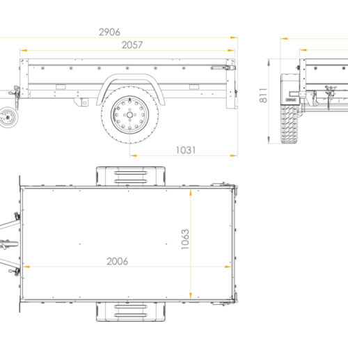 Gartenanhänger 200 Kipp mit Stützrad, H-0-Rahmen und grauer Plane-Neu2 Gartenanhänger 200 Kipp mit Stützrad, H-0-Rahmen und grauer Plane-Neu