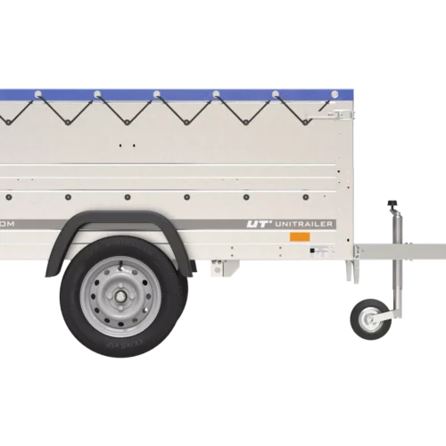 Gartenanhänger 200 Kipp mit Stützrad, zwei Seitenwänden, H-0-Rahmen und blauer Plane-Neu3 Gartenanhänger 200 Kipp mit Stützrad, zwei Seitenwänden, H-0-Rahmen und blauer Plane-Neu