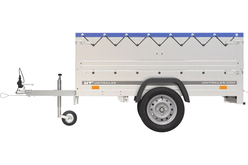 Gartenanhänger 200 Kipp mit Stützrad, zwei Seitenwänden, H-0-Rahmen und blauer Plane-Neu5 Gartenanhänger 200 Kipp mit Stützrad, zwei Seitenwänden, H-0-Rahmen und blauer Plane-Neu