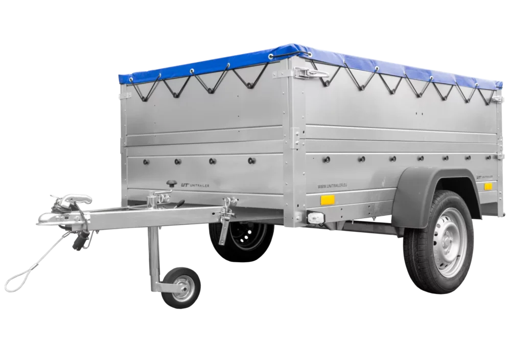 Kfz Anhänger 750 kg Garden Trailer 201 KIPP mit zusätzlichen Bordwänden, Stützrad und blauer Flachplane-Neu
