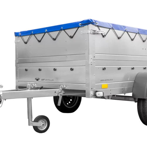 Kfz Anhänger 750 kg Garden Trailer 201 KIPP mit zusätzlichen Bordwänden, Stützrad und blauer Flachplane-Neu
