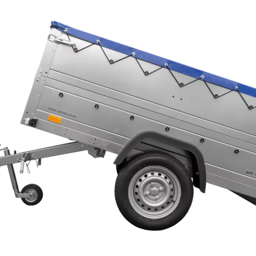 Kfz Anhänger 750 kg Garden Trailer 201 KIPP mit zusätzlichen Bordwänden, Stützrad und blauer Flachplane-Neu