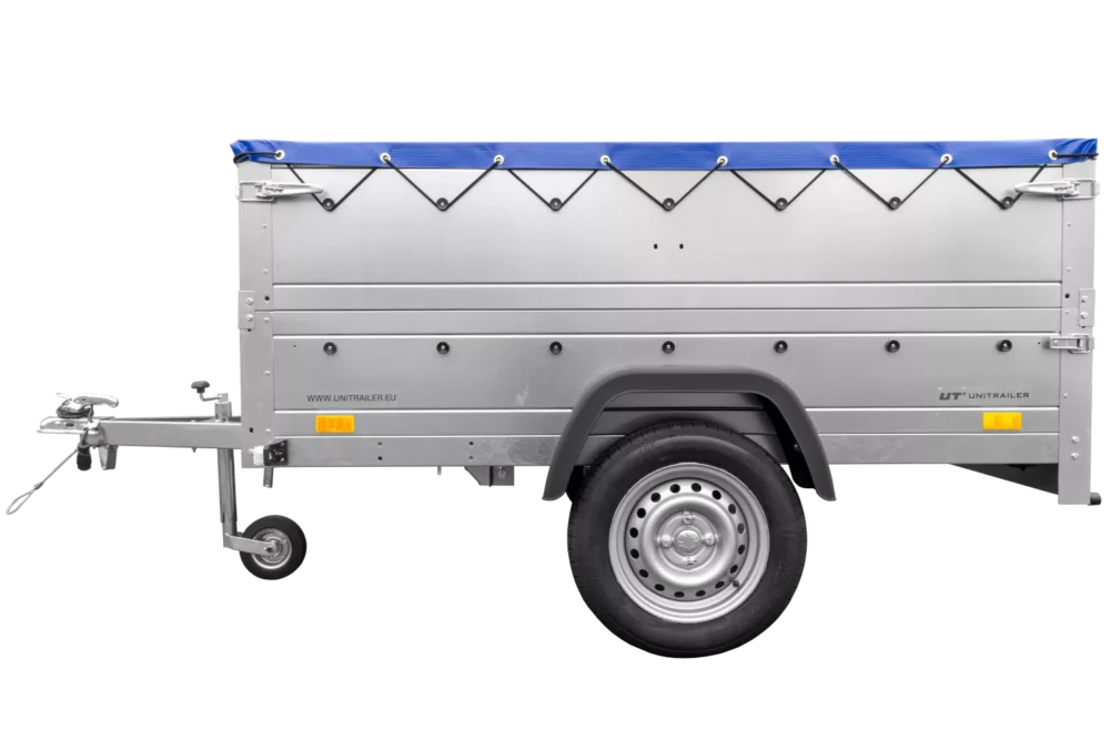 Kfz Anhänger 750 kg Garden Trailer 201 KIPP mit zusätzlichen Bordwänden, Stützrad und blauer Flachplane-Neu