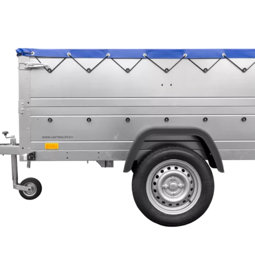 Kfz Anhänger 750 kg Garden Trailer 201 KIPP mit zusätzlichen Bordwänden, Stützrad und blauer Flachplane-Neu