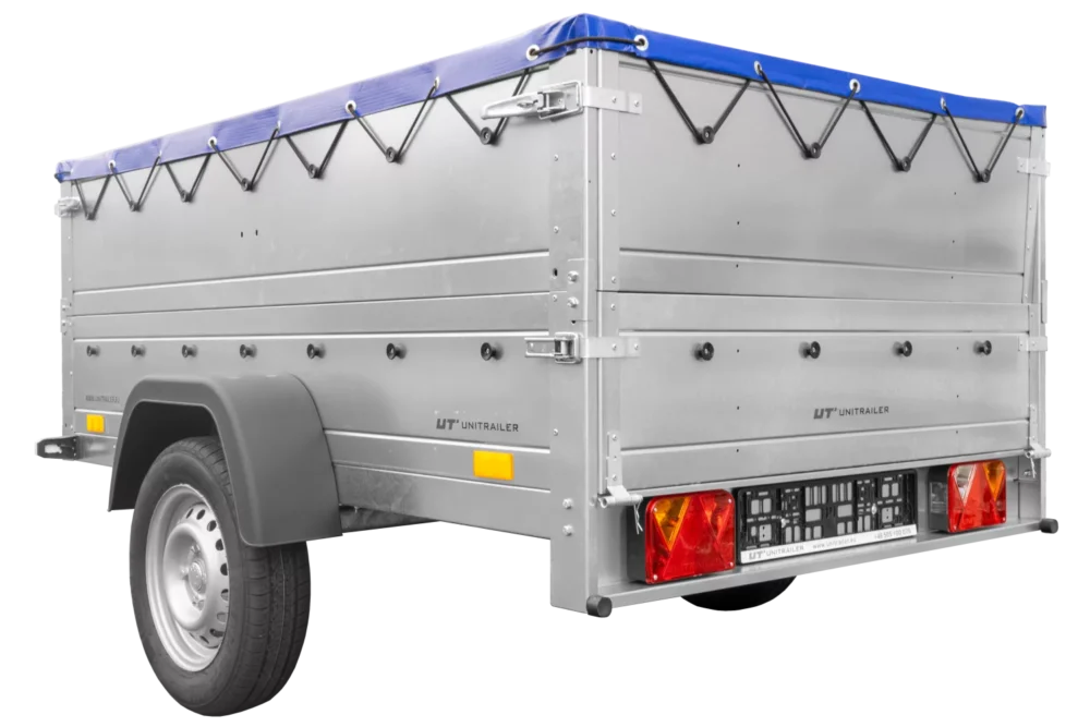 Kfz Anhänger 750 kg Garden Trailer 201 KIPP mit zusätzlichen Bordwänden, Stützrad und blauer Flachplane-Neu