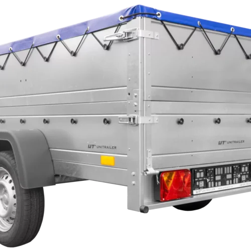 Kfz Anhänger 750 kg Garden Trailer 201 KIPP mit zusätzlichen Bordwänden, Stützrad und blauer Flachplane-Neu