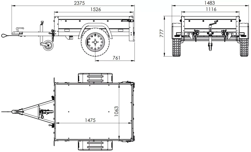 Kipper Anhänger 750 kg Garden Trailer 150 KIPP 150×106 cm [mit Hochplane, Hochspriegel und Stützrad]-Neu