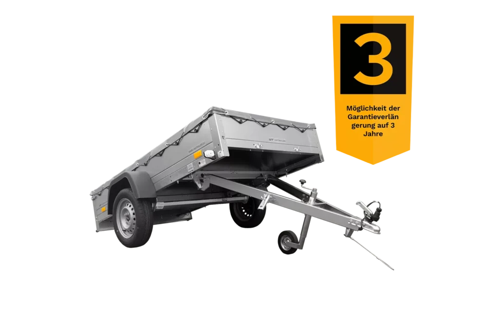 Kipper Pkw Anhänger Garden Trailer 230 KIPP [230 cm x 125 cm] mit Flachplane, Stützrad und Planenträger-Neu