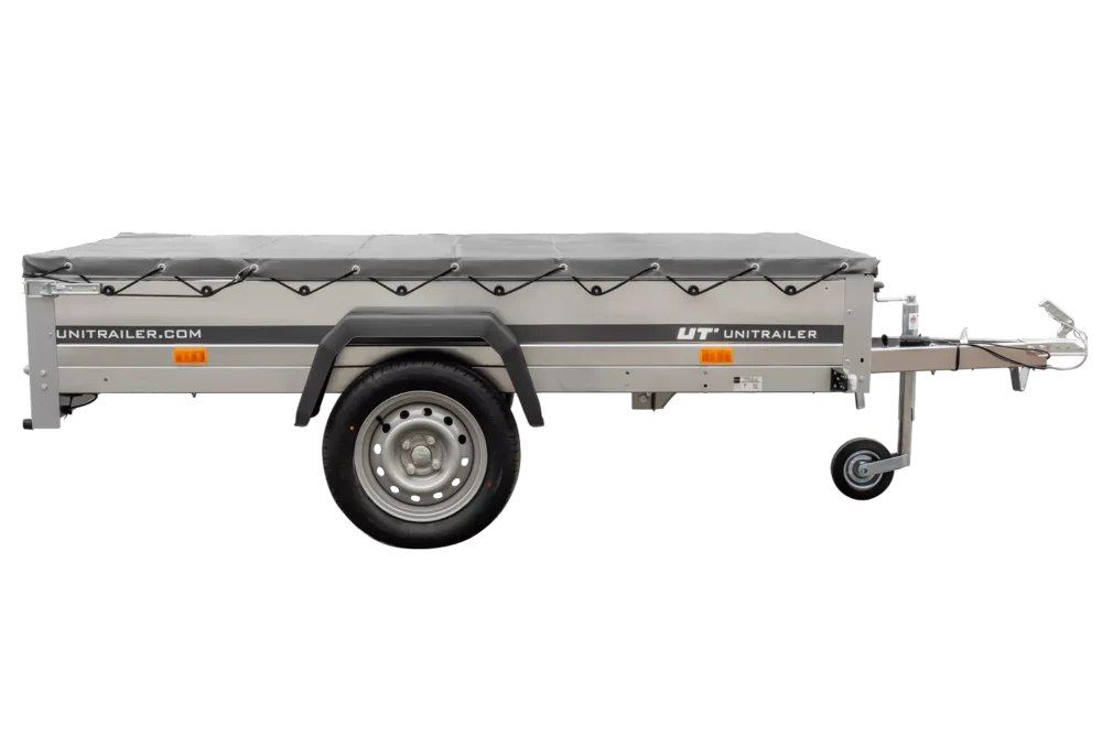 Kipper Pkw Anhänger Garden Trailer 230 KIPP [230 cm x 125 cm] mit Flachplane, Stützrad und Planenträger-Neu