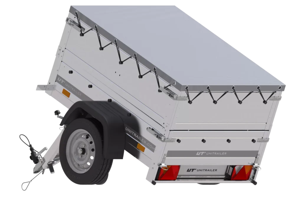 Neu Anhänger Garden Trailer 150 KIPP mit zusätzlichen Bordwänden, Stützrad und Flachplane-Neu