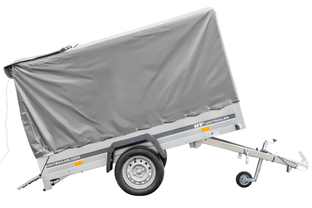 PKW Anhänger 230×125 Garden Trailer 230 KIPP Unitrailer 750 kg mit Stützrad, 110 cm hoher Plane und Hochspriegel-Neu