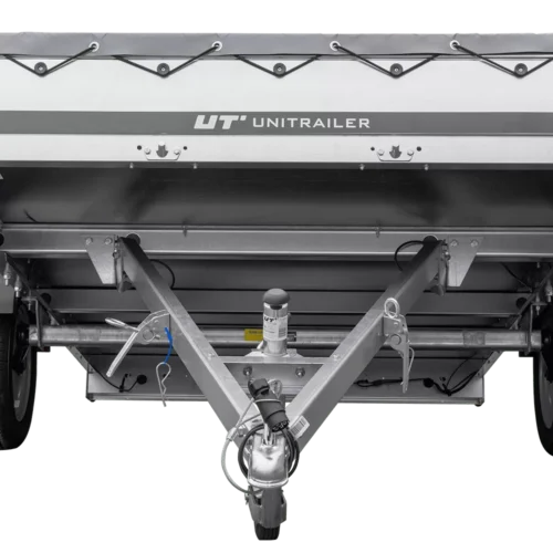 PKW Anhänger 264×150 Unitrailer Garden 265 KIPP mit Flachplanenträger und grauer Plane-Neu