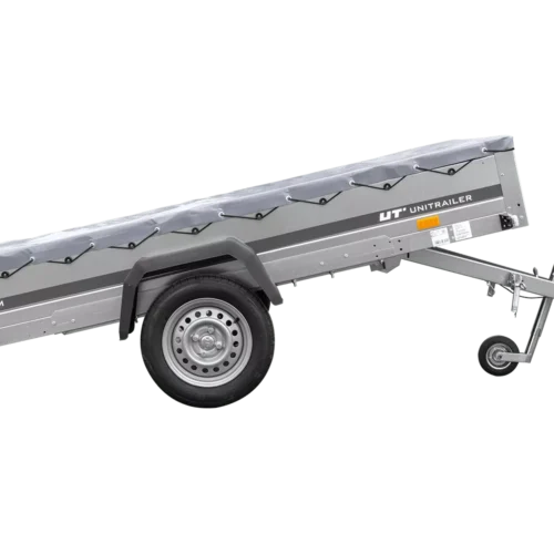 PKW Anhänger 264×150 Unitrailer Garden 265 KIPP mit Flachplanenträger und grauer Plane-Neu