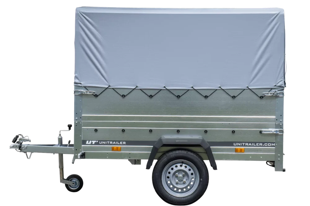 Pkw Anhänger 750 kg ungebremst Garden Trailer 201 KIPP mit zusätzlichen Bordwänden, Stützrad, Hochplane und Hochspriegel-Neu