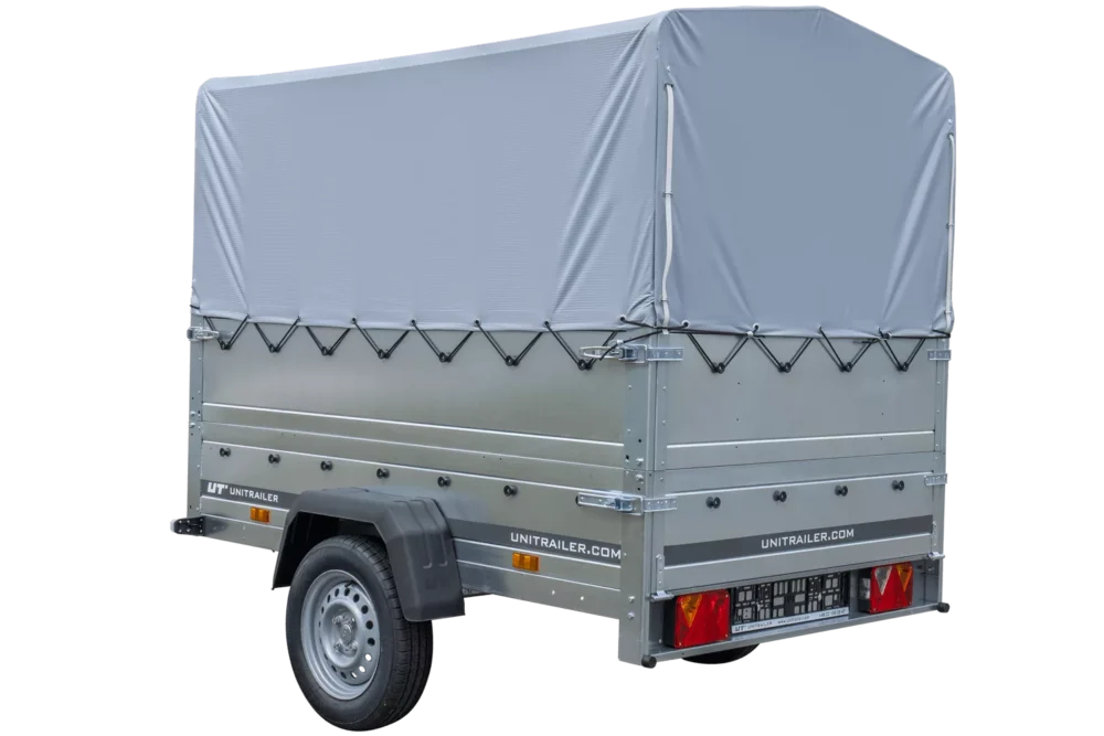 Pkw Anhänger 750 kg ungebremst Garden Trailer 201 KIPP mit zusätzlichen Bordwänden, Stützrad, Hochplane und Hochspriegel-Neu