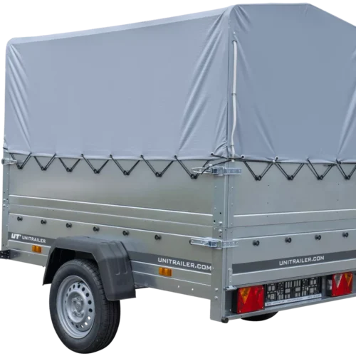 Pkw Anhänger 750 kg ungebremst Garden Trailer 201 KIPP mit zusätzlichen Bordwänden, Stützrad, Hochplane und Hochspriegel-Neu