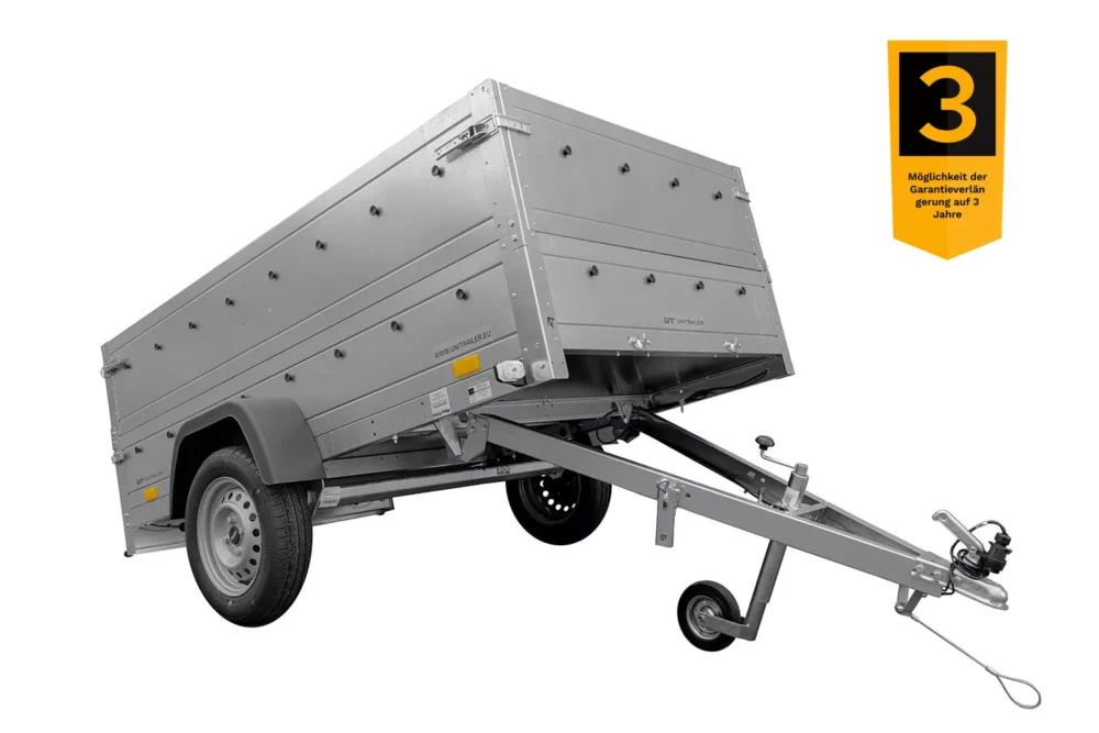 Pkw Anhänger Kipper 230×125 Garden Trailer 230 KIPP Unitrailer 750 kg mit Stützrad und zusätzlichen Bordwänden-Neu
