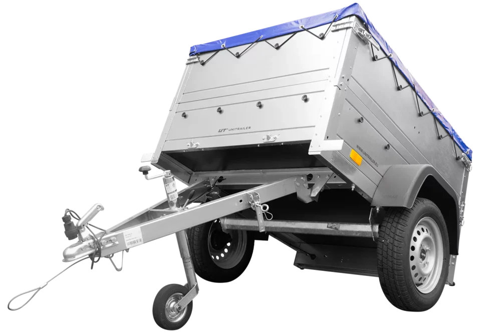 Pkw Anhänger Neu Garden Trailer 150 KIPP mit zusätzlichen Bordwänden, Stützrad und blauer Flachplane-Neu