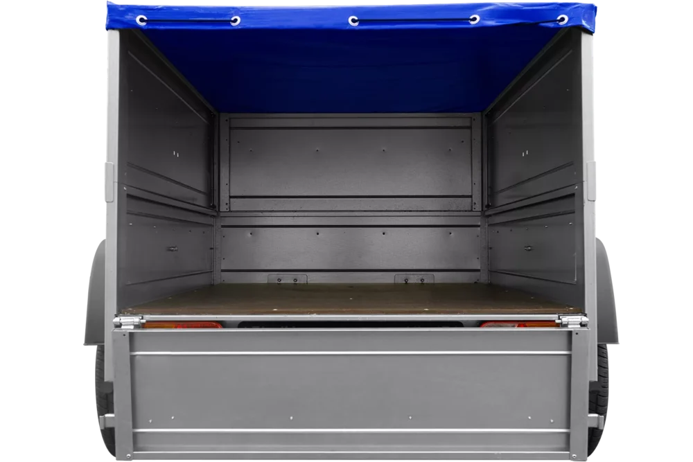 Pkw Anhänger Neu Garden Trailer 150 KIPP mit zusätzlichen Bordwänden, Stützrad und blauer Flachplane-Neu