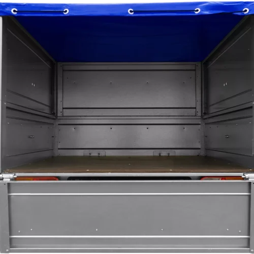 Pkw Anhänger Neu Garden Trailer 150 KIPP mit zusätzlichen Bordwänden, Stützrad und blauer Flachplane-Neu