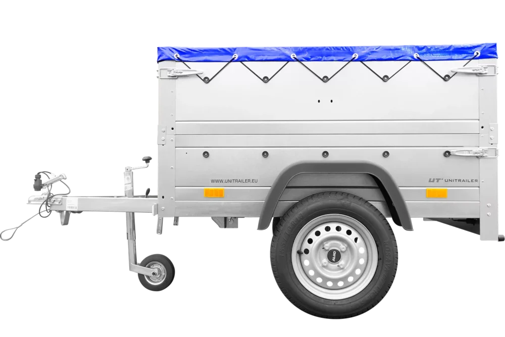Pkw Anhänger Neu Garden Trailer 150 KIPP mit zusätzlichen Bordwänden, Stützrad und blauer Flachplane-Neu