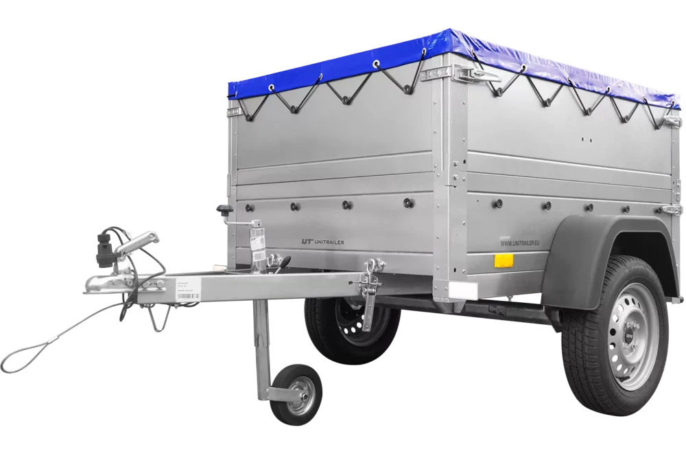 Pkw Anhänger Neu Garden Trailer 150 KIPP mit zusätzlichen Bordwänden, Stützrad und blauer Flachplane-Neu