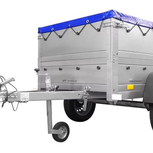 Pkw Anhänger Neu Garden Trailer 150 KIPP mit zusätzlichen Bordwänden, Stützrad und blauer Flachplane-Neu