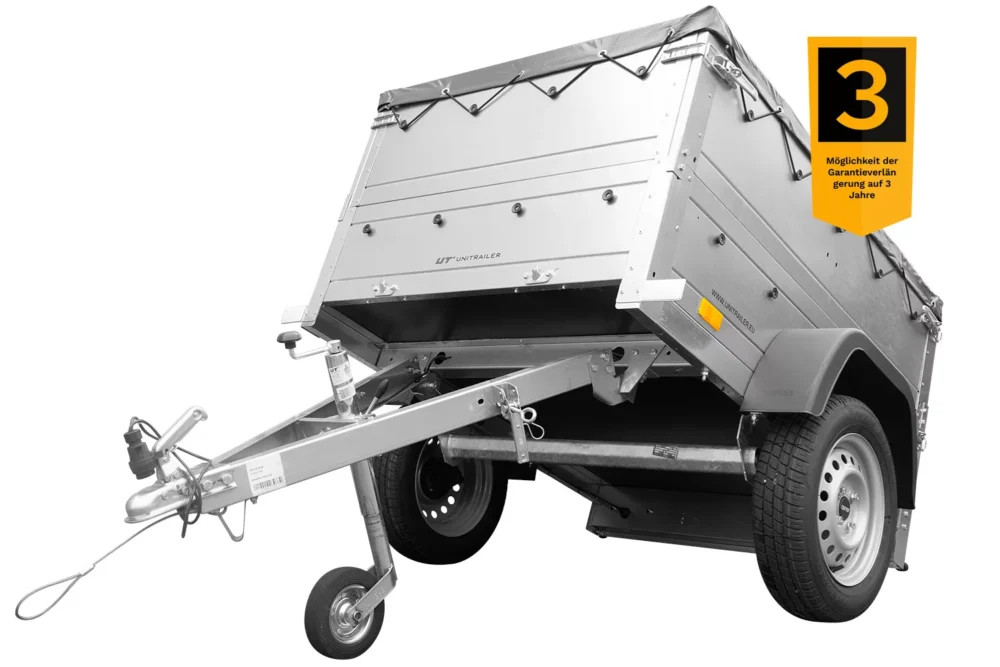 Pkw Anhänger Neu Garden Trailer 150 KIPP mit zusätzlichen Bordwänden, Stützrad und grauer Flachplane-Neu