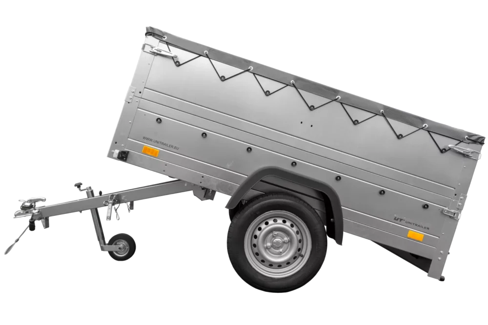 Pkw Anhänger kippbar 750 kg Garden Trailer 201 KIPP mit zusätzlichen Bordwänden, Stützrad und grauer Flachplane-Neu