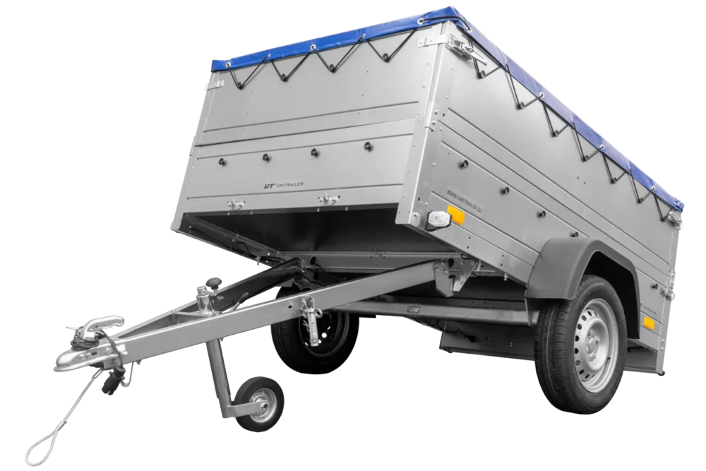 Kfz Anhänger 750 kg Garden Trailer 201 KIPP mit zusätzlichen Bordwänden, Stützrad und blauer Flachplane-Neu