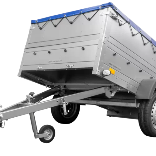 Kfz Anhänger 750 kg Garden Trailer 201 KIPP mit zusätzlichen Bordwänden, Stützrad und blauer Flachplane-Neu